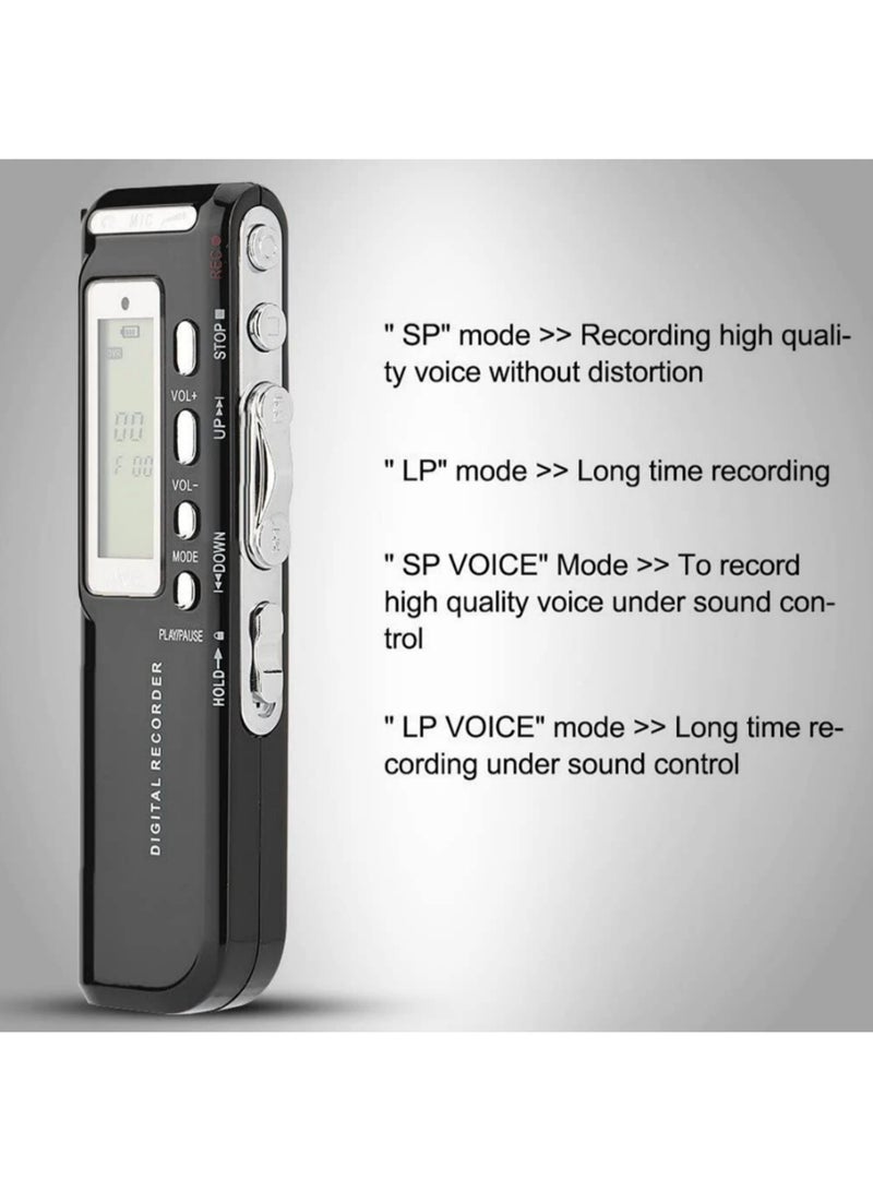 1pcs 8GB Voice Activated Portable Recorder Digital Audio Recorder with MP3 Player Telephone & Line-in Recording for Lectures Meetings Interviews -Black - Image 5