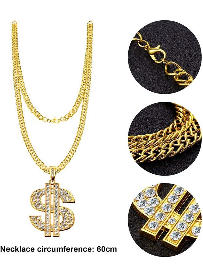 yongsheng Hip Hop Costume Kit 80s/90s Rapper Accessories Bucket Hat Sunglasses Gold Chain Ring Outfit for Men Women  - Image 4