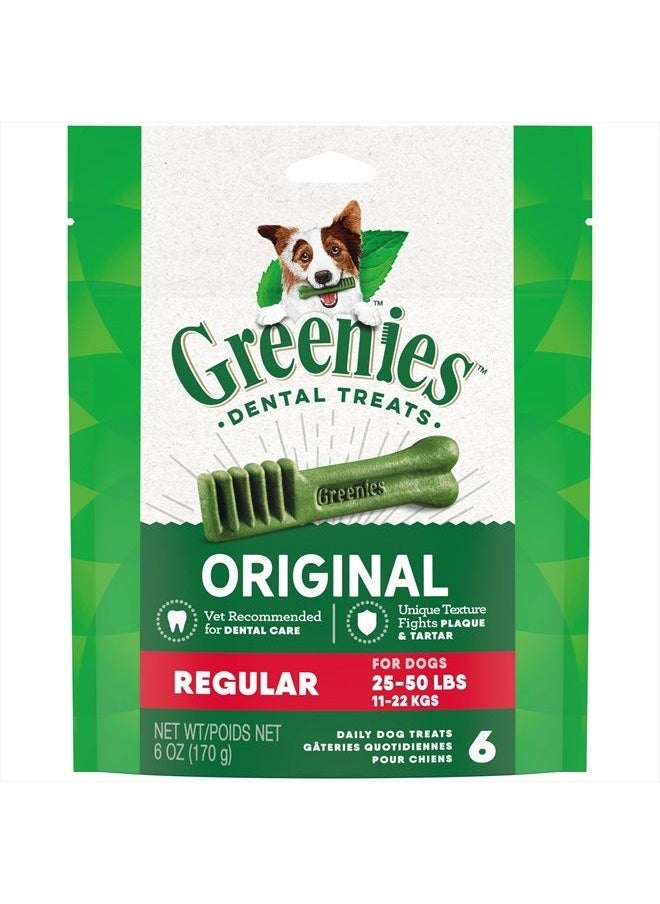 Greenies GREENIES Original Regular Natural Dental Care Dog Treats, 6 oz. Pack (6 Treats)  - Image 1