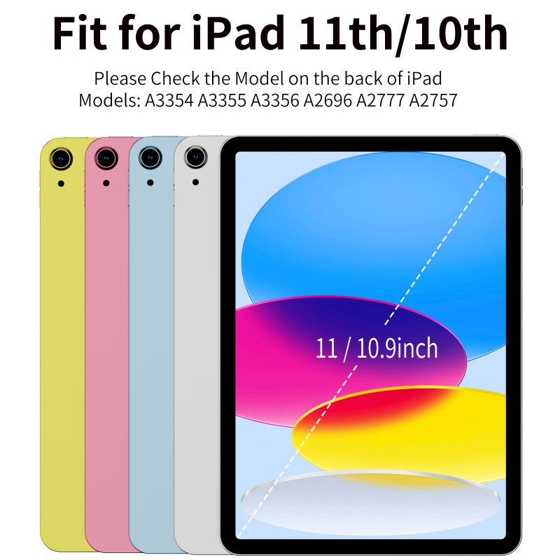 Aoub Case for iPad (A16) 11th Generation 11 Inch 2025, iPad 10th Generation 10.9 inch 2022 with Pencil Holder, Slim Lightweight Trifold Stand Smart Soft TPU Back Cover, Support Touch ID, Cream White - Image 2