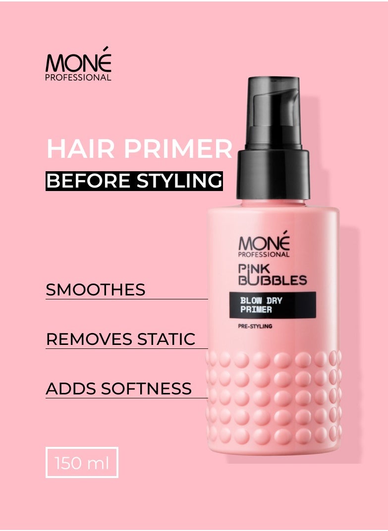 MONE Professional Blow Dry Primer - For Smoothness And Hair Density, Pre-styling Care, Adds Smoothness And Thickness, Makes Hair Manageable And Fuller, Light Hold With Heat Protection, Perfumed With Velvet Scent, 150ml  - Image 1