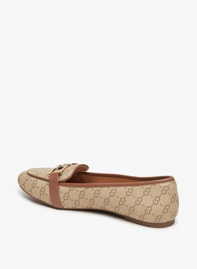 سيليست أحذية باليرينا نسائية بنقشة شعار وحافة مستديرة سهلة الارتداء