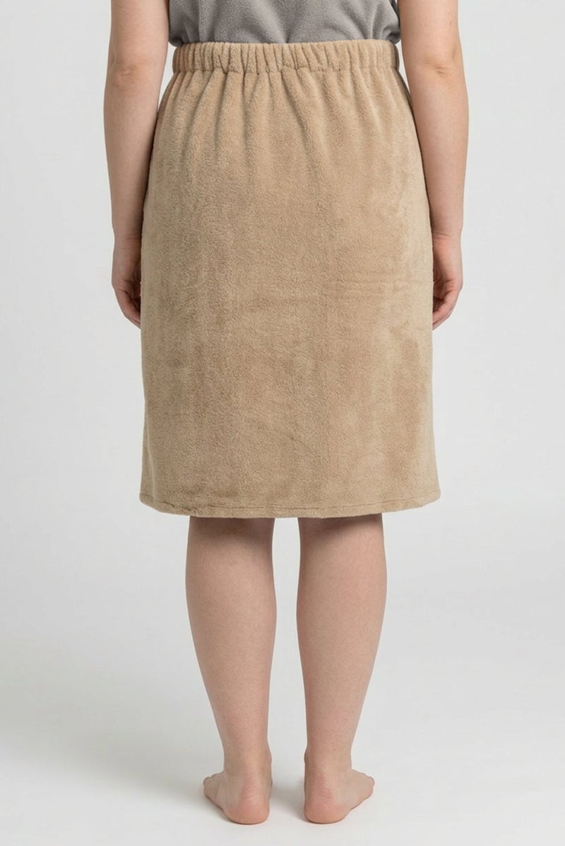 Muy Mucho Haoda Women Textured Wrap Bath Towel, Taupe - Image 3