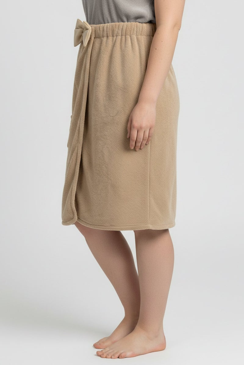 Muy Mucho Haoda Women Textured Wrap Bath Towel, Taupe - Image 4