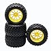 Rowiz 4PCS RC Rubber Tire 12mm Hex RC Wheels and Tires 110 Scale Car Monster Truck Tires Gravel Tread w 5 Spokes Wheel Rim Yellow RC Parts - Image 2