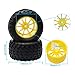 Rowiz 4PCS RC Rubber Tire 12mm Hex RC Wheels and Tires 110 Scale Car Monster Truck Tires Gravel Tread w 5 Spokes Wheel Rim Yellow RC Parts - Image 3