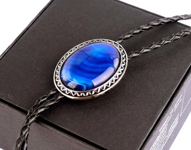 Moranse Bolo Tie with Natural Tiger Eye Stone Celtic Style Genuine and Cowhide Rope - Image 5