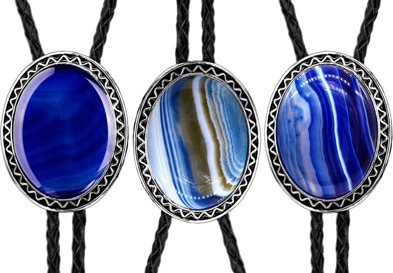 Moranse Bolo Tie with Natural Tiger Eye Stone Celtic Style Genuine and Cowhide Rope - Image 3