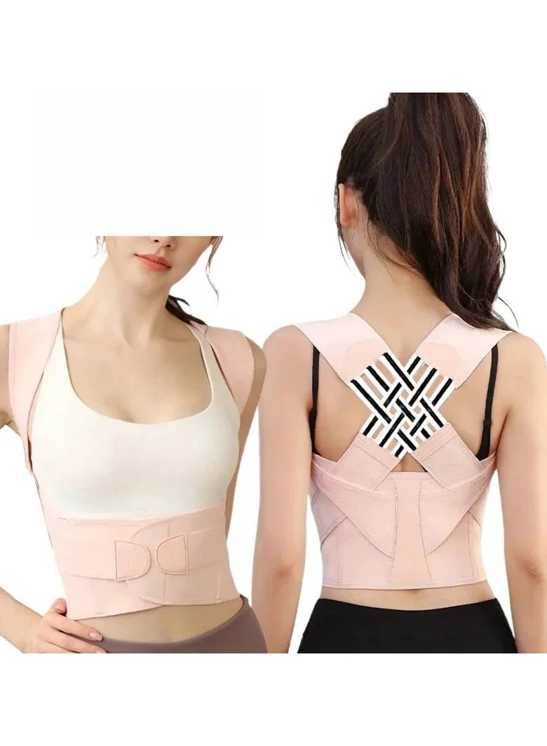 Back Brace Posture Corrector for Women, Adjustable Back Straightener for Posture Correction Pink, Neck Shoulder Lumbar Upper Lower Back Pain Relief - Scoliosis, Hunchback, Spine Corrector - Image 4