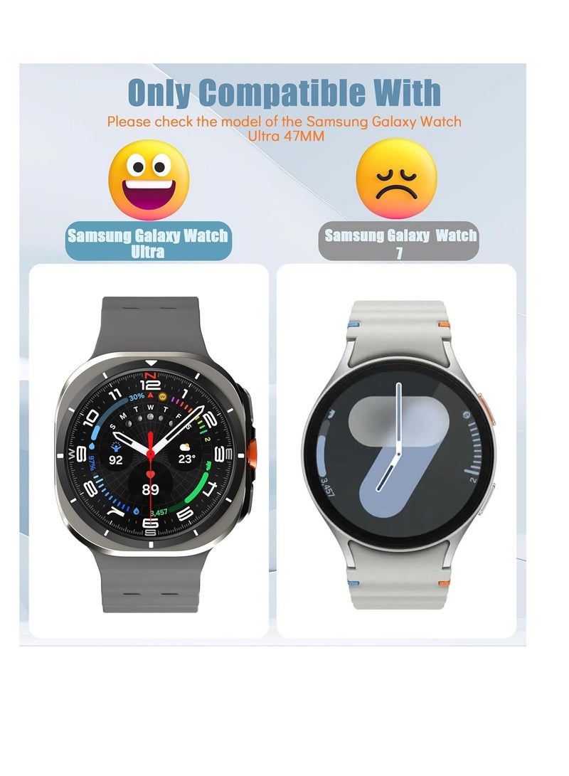 مجموعة من 2 حافظة واقية لساعة سامسونج جالاكسي الترا مقاس 47 مم مع واقي للشاشة، حافظة واقية من البولي كربونات الصلبة 360 درجة مضادة للخدش والغبار - شفافة - Image 3