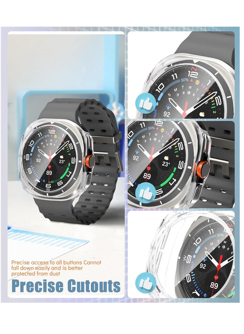 مجموعة من 2 حافظة واقية لساعة سامسونج جالاكسي الترا مقاس 47 مم مع واقي للشاشة، حافظة واقية من البولي كربونات الصلبة 360 درجة مضادة للخدش والغبار - شفافة - Image 5