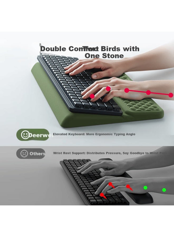 Deer Is Luwei Integrated Memory Foam Wrist Keyboard Pad Wrist Rest Office Gaming Mechanical Keyboard Wrist Support Esports Wrist Brace Slow Rebound Carpal Tunnel Relief 2-in-1 Keyboard Wrist Rest - Image 2