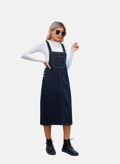 يونيكي Blue A-Line Tie-up Plain Denim Dress  - Image 2