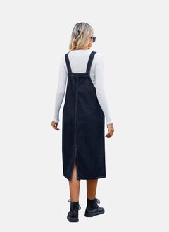 يونيكي Blue A-Line Tie-up Plain Denim Dress  - Image 5