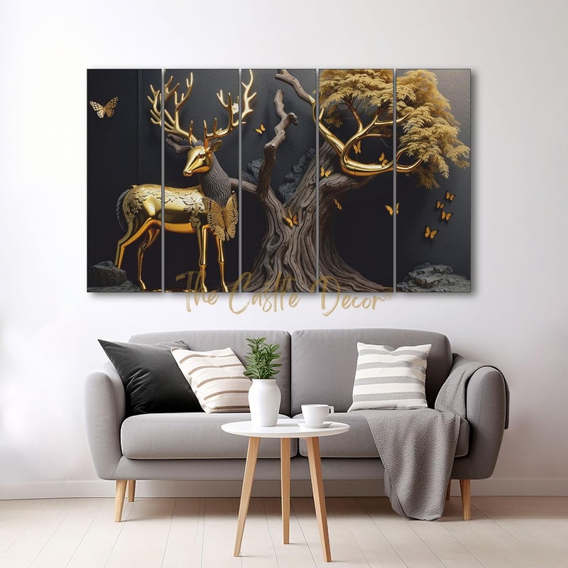 The Castle Decor Golden Deer Wall Art Set - Image 2