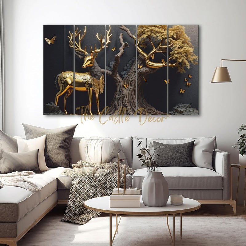 The Castle Decor Golden Deer Wall Art Set - Image 3