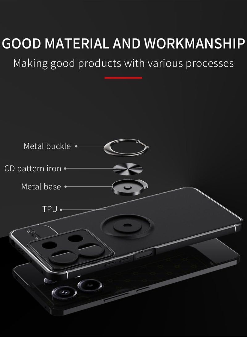 General Case for Xiaomi Redmi Note 13/13 Pro/13 Pro Plus, Shockproof Thin Silicone Case, TPU Flexible Rubber, 360 Degree Rotating Ring Holder  - Image 2
