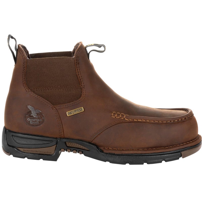 Georgia Boot Athens Chelsea Waterproof Work Boot, Dark Brown, Size 10(W) - Image 1