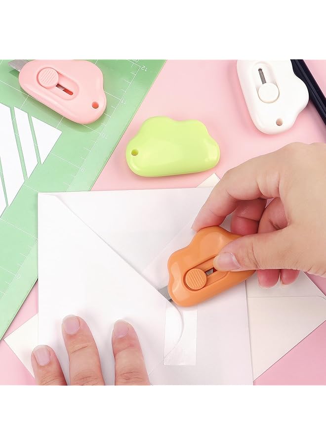 erorex 4 Pack Retractable Letter Opener Box Cutter Mini Cloud Design Adorable Cloud Tiny Paper Opener For Key Chain Pocket Bag Package Envelope Mail Letter Box Paper Diy Projects - Image 3