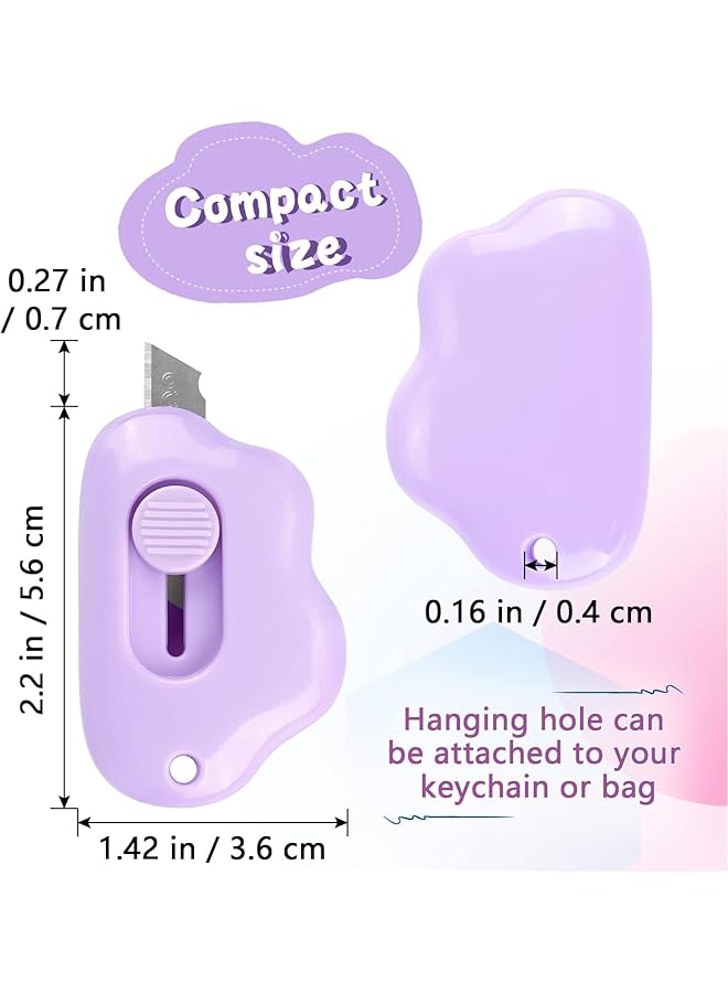 erorex 4 Pack Retractable Letter Opener Box Cutter Mini Cloud Design Adorable Cloud Tiny Paper Opener For Key Chain Pocket Bag Package Envelope Mail Letter Box Paper Diy Projects - Image 2