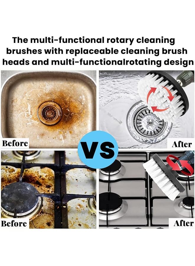 SAGREENY 4 Pcs Drill Brush, Car Cleaning Brush, Attachment For Seat, Replaceable Brush Heads, Multi-Functional Rotary Cleaning Brush, Bathroom Carpet(2'' 3.5'' 4'' 5'') - Image 3