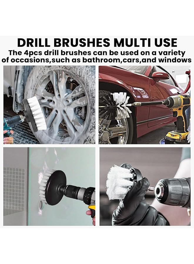 SAGREENY 4 Pcs Drill Brush, Car Cleaning Brush, Attachment For Seat, Replaceable Brush Heads, Multi-Functional Rotary Cleaning Brush, Bathroom Carpet(2'' 3.5'' 4'' 5'') - Image 4