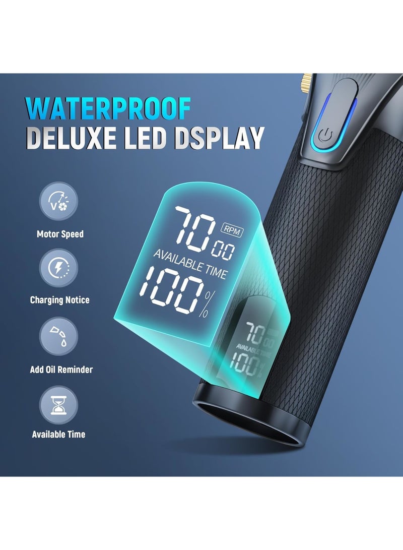 SOLARAE مقصات شعر للرجال، مجموعة ماكينة حلاقة بشفرة T، ماكينة حلاقة قابلة للشحن مع شاشة LCD و مشط توجيهي لقص الشعر، ماكينة حلاقة لاسلكية، مجموعة مقصات احترافية للاستخدام المنزلي - Image 3