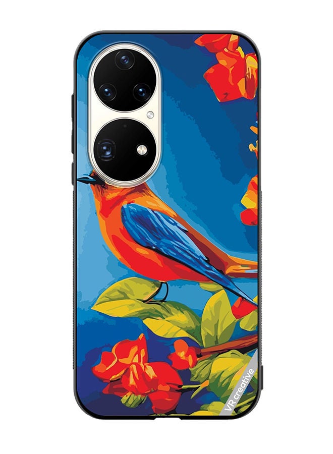 VR CREATIVE Protective Case Cover For Huawei P50 Pro Bird Sits Branch Cherry Blossoms Design Multicolour - Image 1