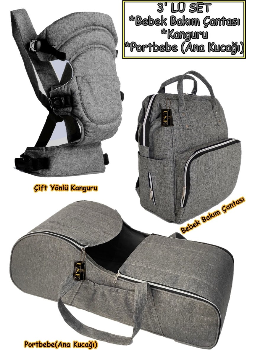 U.S.F Carrycot Baby Carrier + Baby Carrier Kangaroo + Baby Care Bag Set of 3  - Image 1