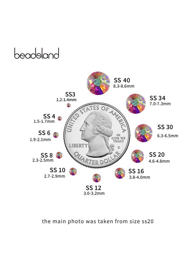 BEADSLAND beadsland Flat Back Crystal Rhinestones Round Gems for Nail Art and Craft Glue Fix, CrystalAB (3.9-4.0mm) SS16/1440pcs  - Image 3
