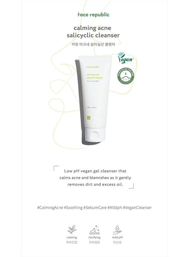 Face Republic Calming Acne Salicylic Cleanser 100mL | Vegan Certified | Acne Care | Low pH | Calming & Clarifying | Korean Skincare - Image 4