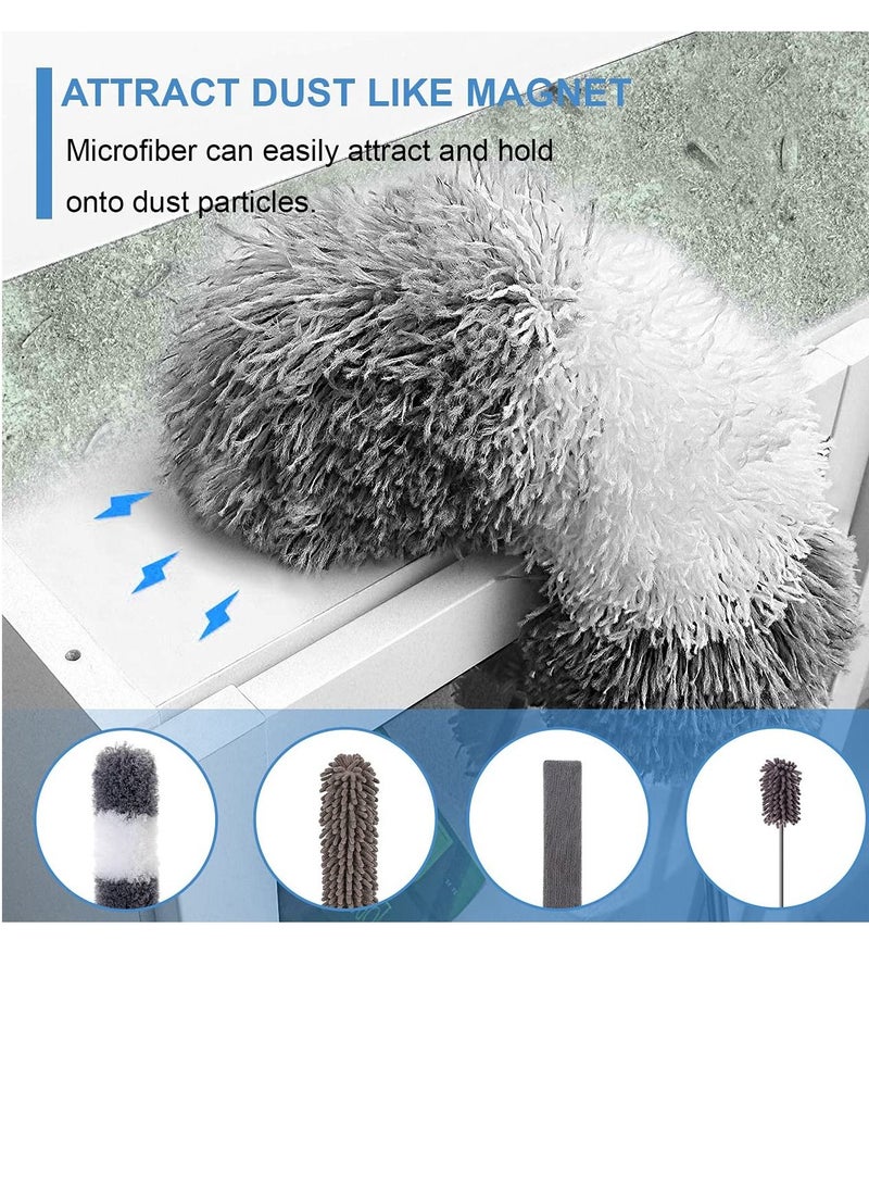 SYOSI - Microfiber Duster Kit for High Ceiling, 5 Pcs Extendable Dusters for Cleaning with 100" Extension Pole, Long Microfiber Feather Duster for Ceiling Fan/Car, House Cleaning Tool Kit - Image 1