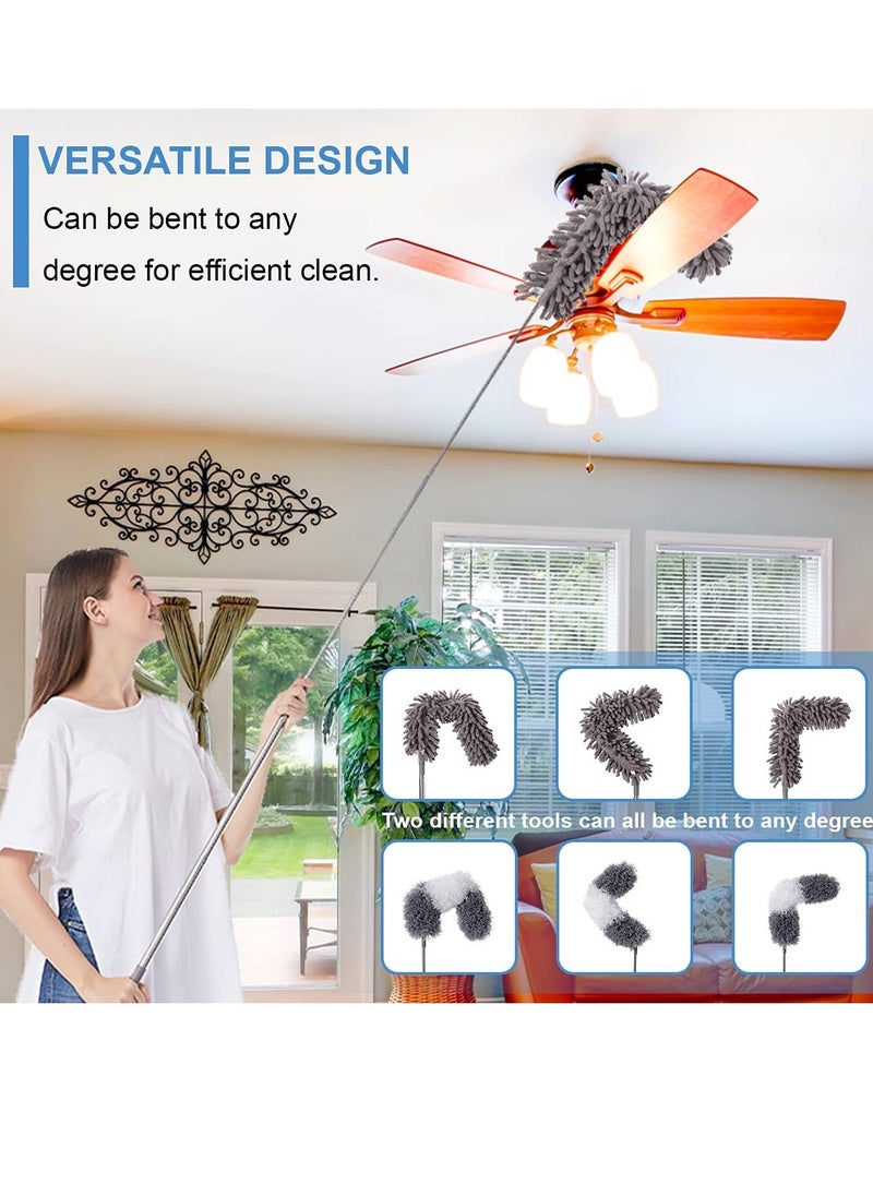 SYOSI - Microfiber Duster Kit for High Ceiling, 5 Pcs Extendable Dusters for Cleaning with 100" Extension Pole, Long Microfiber Feather Duster for Ceiling Fan/Car, House Cleaning Tool Kit - Image 1