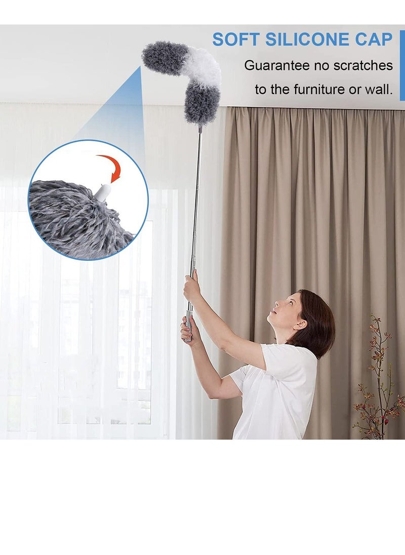 SYOSI - Microfiber Duster Kit for High Ceiling, 5 Pcs Extendable Dusters for Cleaning with 100" Extension Pole, Long Microfiber Feather Duster for Ceiling Fan/Car, House Cleaning Tool Kit - Image 1