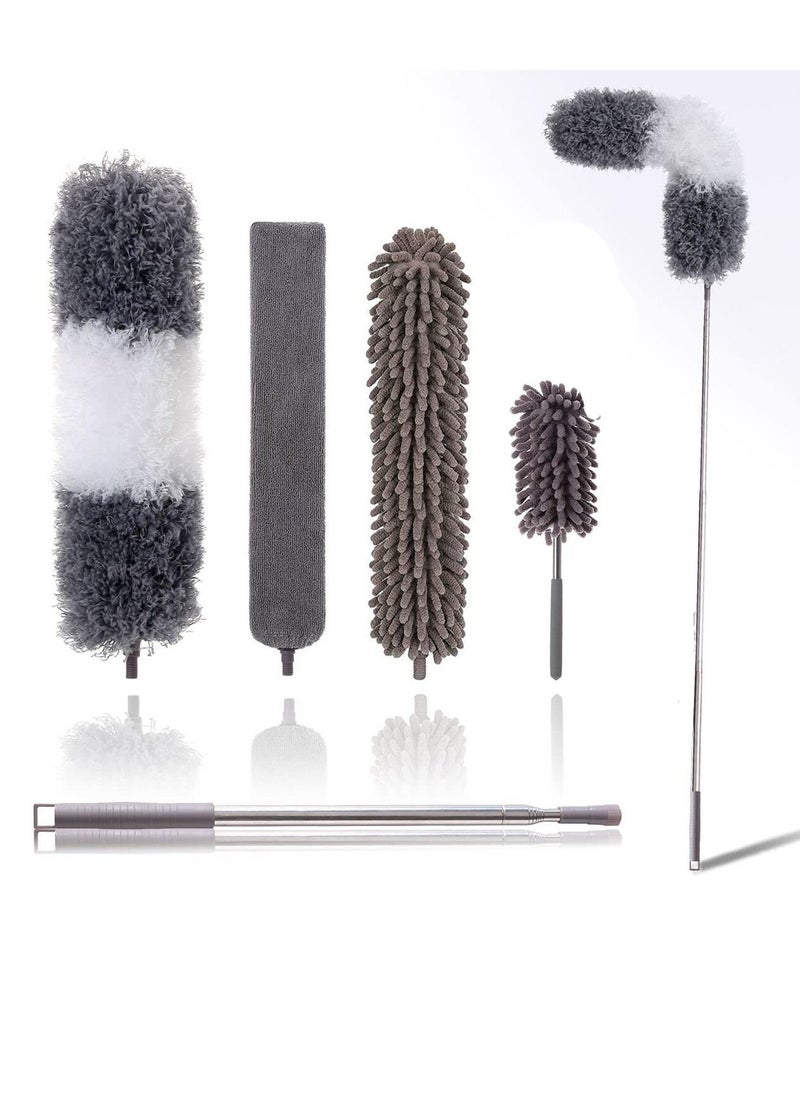 SYOSI - Microfiber Duster Kit for High Ceiling, 5 Pcs Extendable Dusters for Cleaning with 100" Extension Pole, Long Microfiber Feather Duster for Ceiling Fan/Car, House Cleaning Tool Kit - Image 1