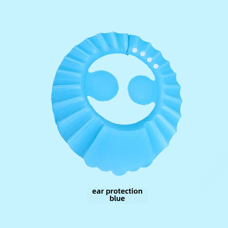Adjustable Cartoon Kids Shower Cap Ear Blue 