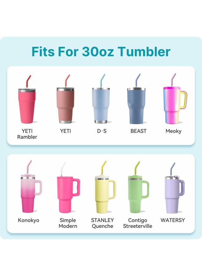 Soledea Reusable Metal Straws for 30oz Tumbler,6Pcs with Colourful Silicone Tips,Straw for Glass Cups，BPA FREE (Color 3) - Image 5