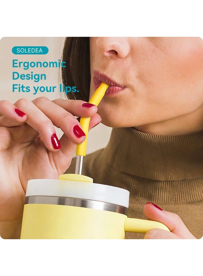Soledea Reusable Metal Straws for 30oz Tumbler,6Pcs with Colourful Silicone Tips,Straw for Glass Cups，BPA FREE (Color 3) - Image 3