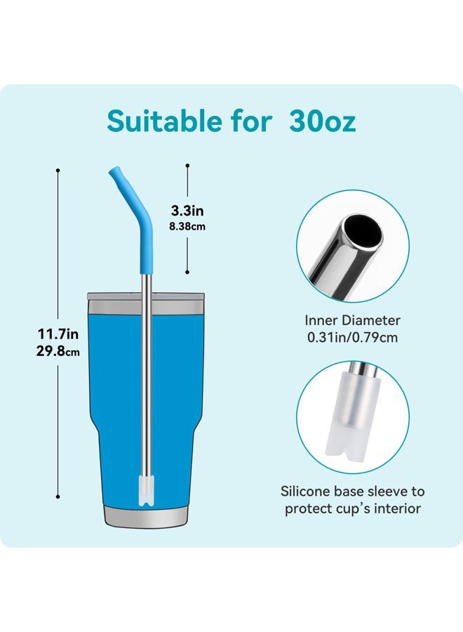 Soledea Reusable Metal Straws for 30oz Tumbler,6Pcs with Colourful Silicone Tips,Straw for Glass Cups，BPA FREE (Color 3) - Image 4