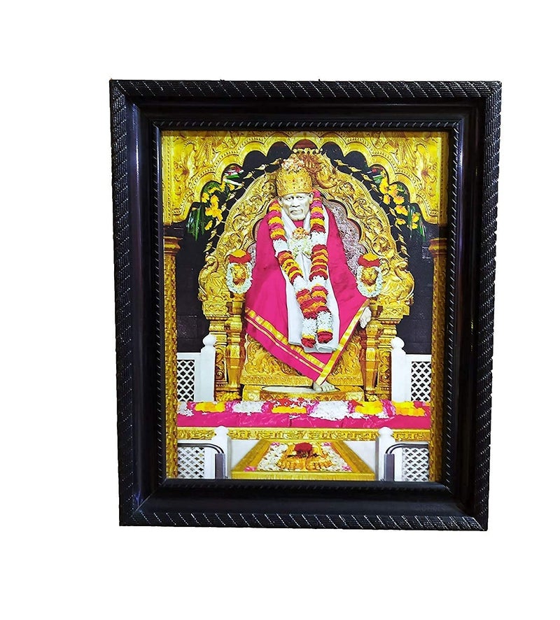 Sai Amrut S A Gifts Amrut Shirdi Baba Wall Hanging Matte Finish Wooden Photo Frame for Home Decor (Pink_8 x 10 Inch) - Image 2