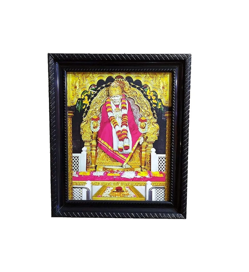 Sai Amrut S A Gifts Amrut Shirdi Baba Wall Hanging Matte Finish Wooden Photo Frame for Home Decor (Pink_8 x 10 Inch) - Image 1