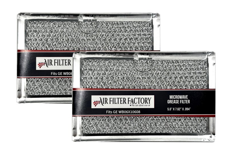 Air Filter Factory Replacement For WB06X10608 GE 5 x 7.62 x 0.09 Inches Microwave Oven Aluminum Mesh Grease 12-Layer Vent Hood Filter 2-Pack - Image 1