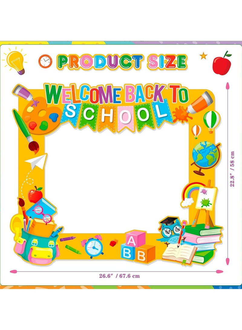 Back to School Photo Booth Props Kit, 1 Welcome Back School Photo Booth Frame 25pcs First Day of School Selfie Props Kit, Ready to Learn Themed Party Decorations Photo Props for Teacher Students - Image 3