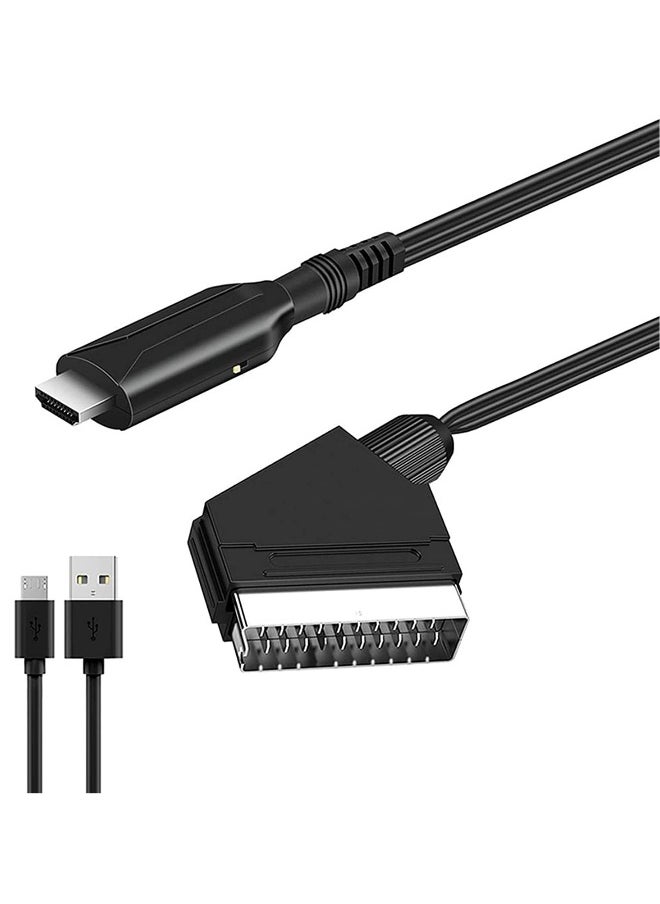 ماركة غير محددة محوّل SCART إلى HDMI محوّل فيديو وصوت عالي الدقة SCART إلى كابل محول HDMI مع كابل USB لشاشة الكمبيوتر، جهاز العرض، الكمبيوتر الشخصي، التلفاز  - Image 1