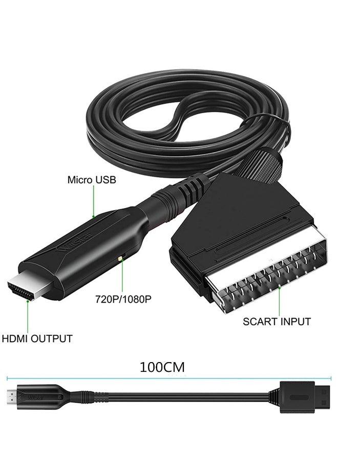 ماركة غير محددة محوّل SCART إلى HDMI محوّل فيديو وصوت عالي الدقة SCART إلى كابل محول HDMI مع كابل USB لشاشة الكمبيوتر، جهاز العرض، الكمبيوتر الشخصي، التلفاز  - Image 5