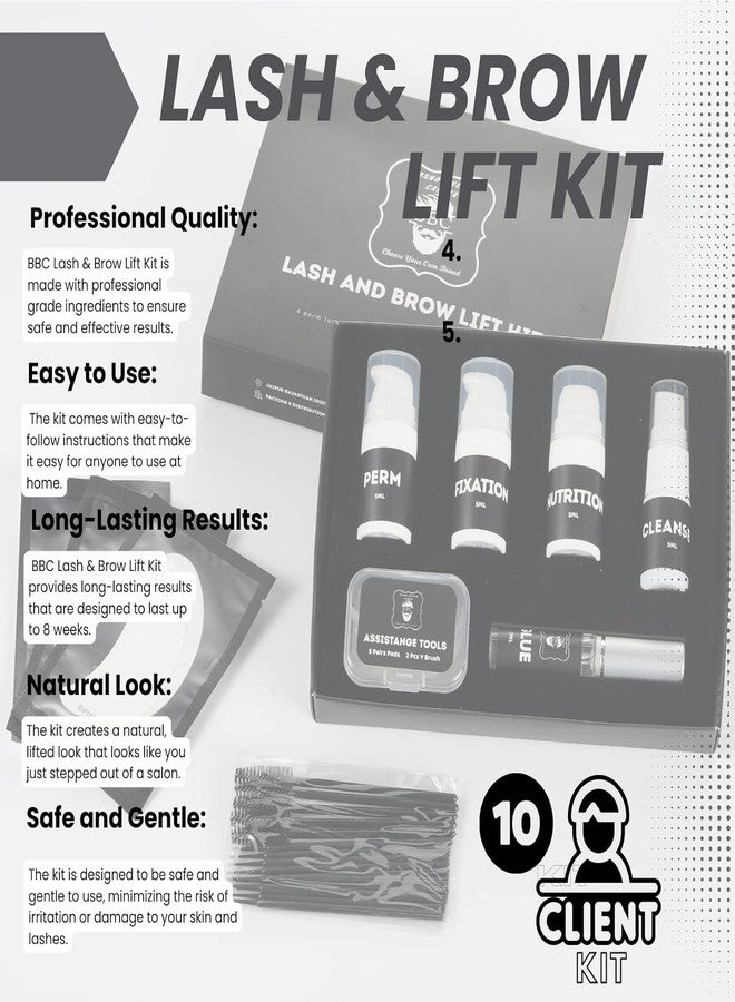 BBC Lash & Brow Lift Kit - Complete 5-Step Professional System | Perm, Fix, Nutrition & Cleanser + Pads & Brushes | 20-Minute Long-Lasting Lift for Lashes & Brows - Image 3