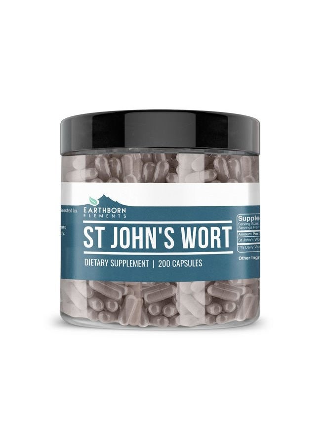 earthborn elements St. John's Wort, 200 Capsules, 800 mg Serving, 100% Pure, Natural Herbal Remedy, No Artificial Ingredients, Gluten-Free & Additive-Free, Made in The USA, 100% - Image 1
