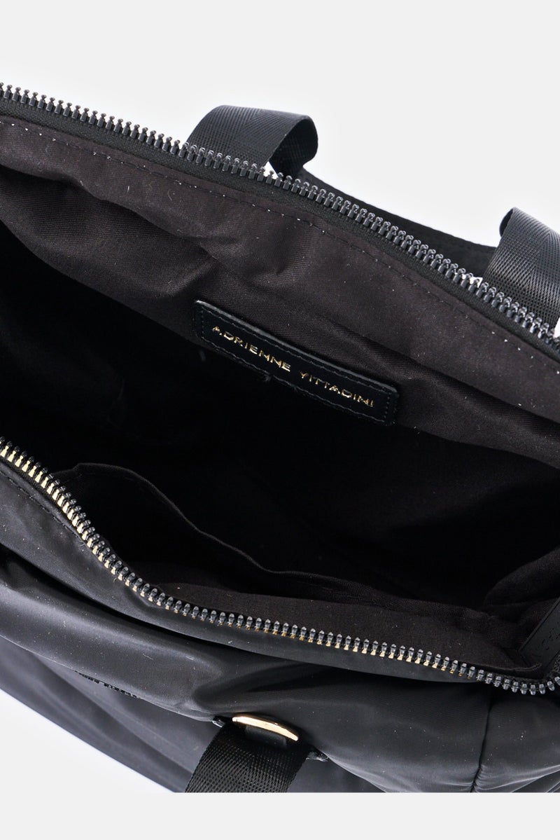 ADRIENNE VITTADINI حقيبة يد نسائية بشعار العلامة التجارية، سوداء - Image 4