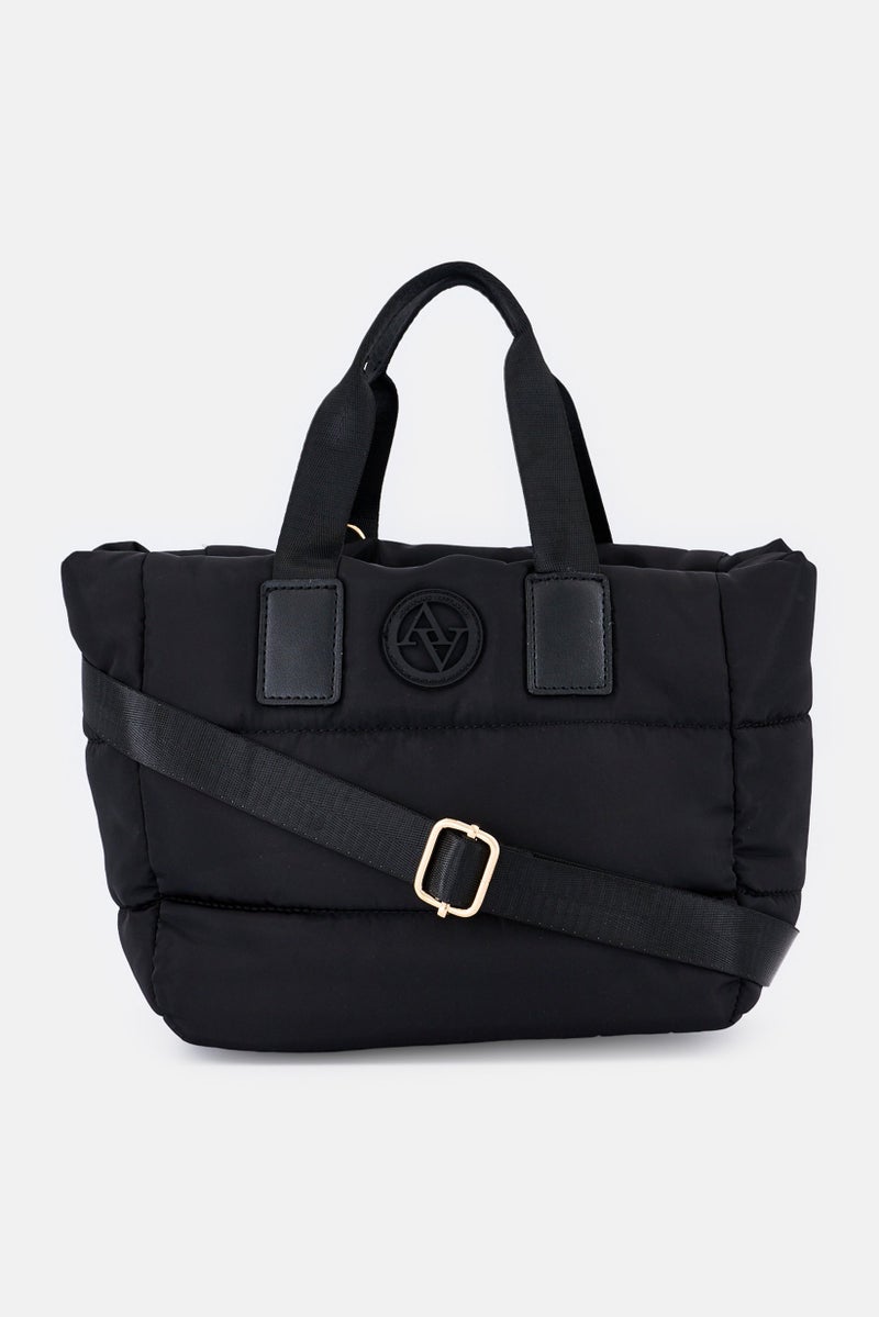 ADRIENNE VITTADINI حقيبة يد نسائية بشعار العلامة التجارية، سوداء - Image 1