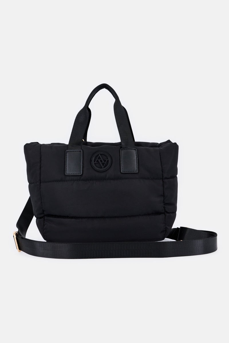 ADRIENNE VITTADINI حقيبة يد نسائية بشعار العلامة التجارية، سوداء - Image 2